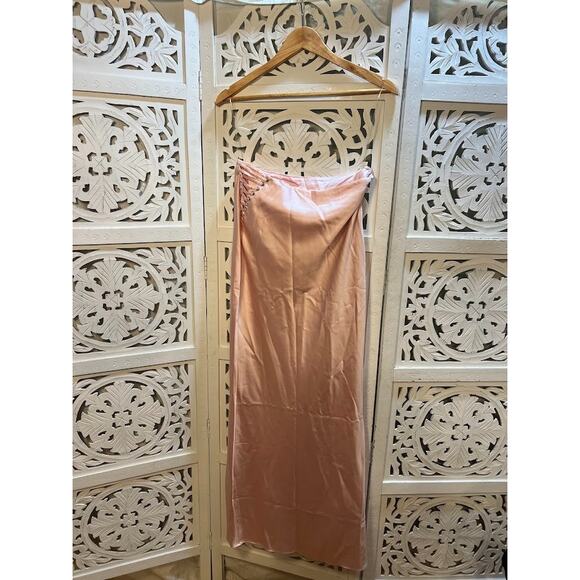 House of CB Giuliana Ballerina Pink Satin Maxi Skirt Size M Medium - Picture 6 of 10